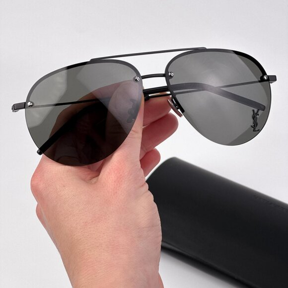 Saint Laurent CLASSIC 11/F M Pilot Sunglasses – Matte Black Grey | Model 005 main image 8